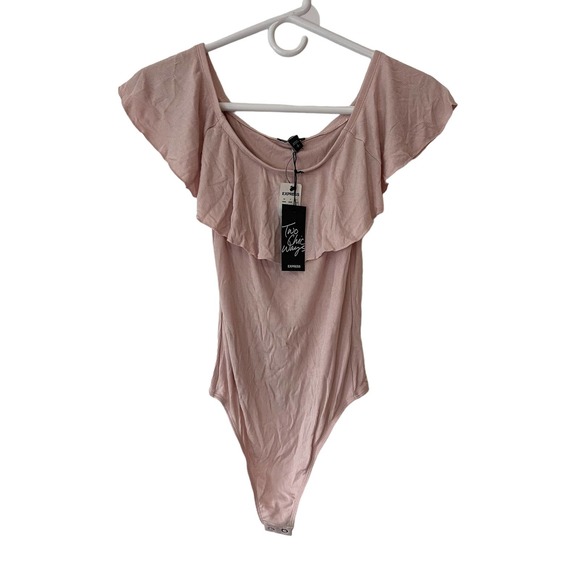Express Dresses & Skirts - Express Women's Size Small NWT Bodysuit Light Pink Two Chic Ways Ribbed Knit